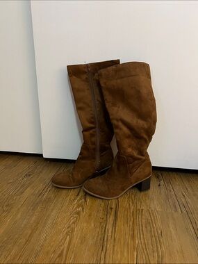 Target Brown Suede Knee-High Block Heel Boots